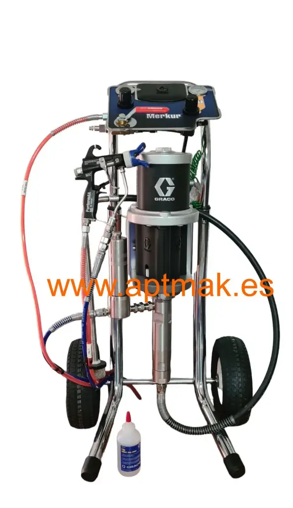 EQUIPO PISTON MERKUR  GRACO 30:1 1.5L/MIN EN CARRO PISTOLA PERFORMAA 50 COMPLETO