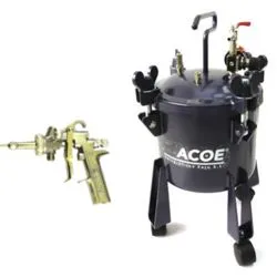[108.0WF250] CALDERIN 10L CON RUEDAS + PISTOLA MOD.ACOE 15-C  + MANGUERAS 3 METROS