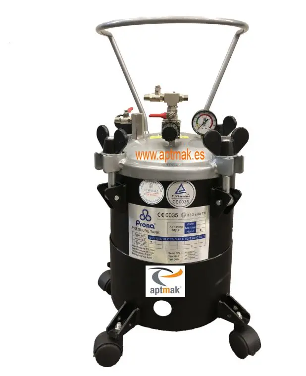 [202.010.001] CALDERIN DE PINTURA C/ RUEDAS Y DEPOSITO INT. INOX. SALIDA SUPERIOR. (10 Litros Ø 25cm H-19 cm)