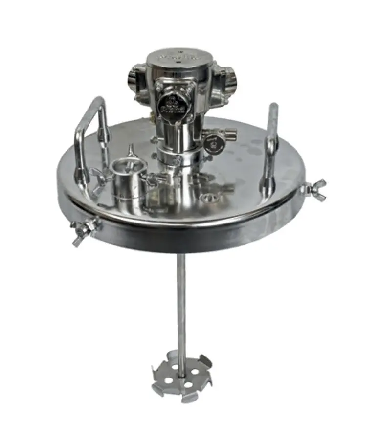 [251.RB1TP] TAPA BIDON 25/30 LITROS ACERO INOX. CON AGITADOR 1,4 CV