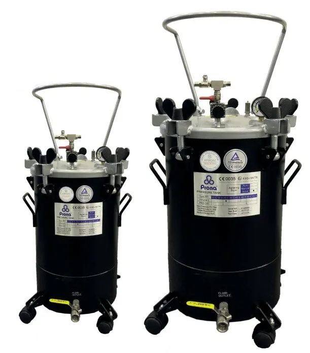 CALDERIN DE PINTURA C/ RUEDAS Y DEPOSITO INT. INOX. SALIDA INFERIOR